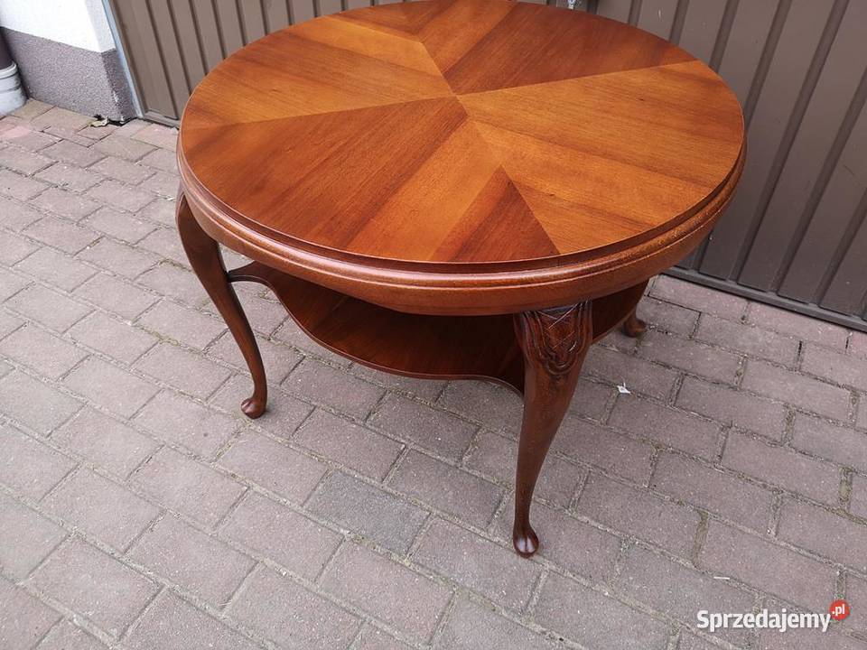 Stolik Ława Okrągły Orzech Antyk Stary Renowacji Antyki, Sztuka, Kolekcje Swarzędz sprzedam