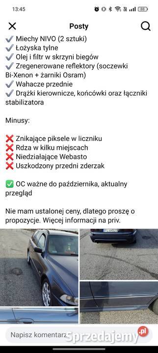 Sprzedam BMW e39 25d m57 chip Ostaszewo sprzedam