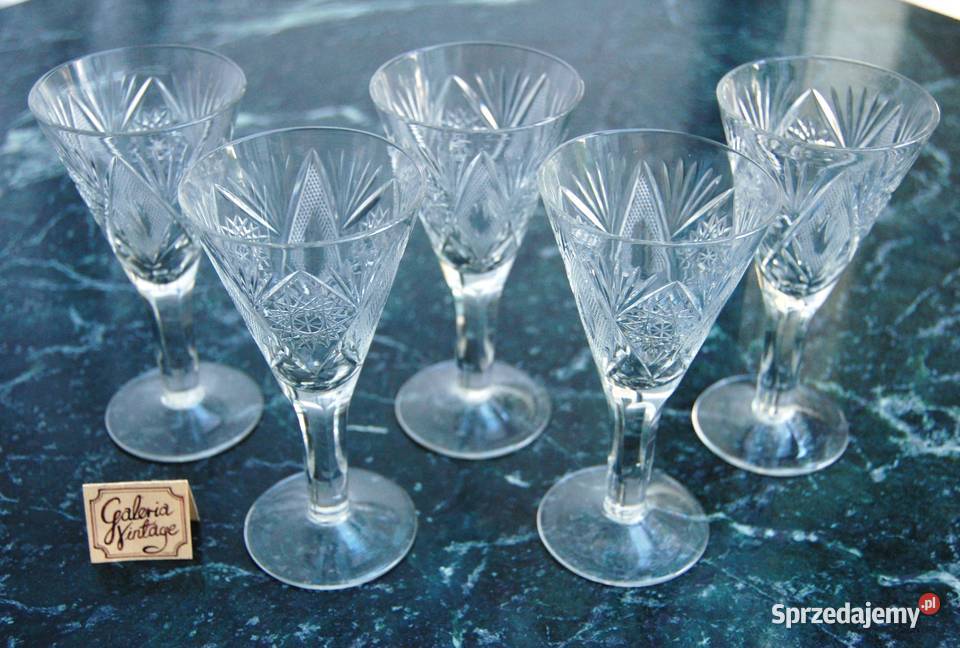 Stare kryształowe szlifowane kieliszki do wina 5 Kieliszki i pucharki Lublin