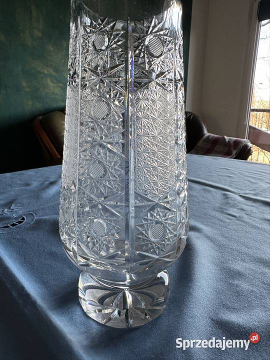Wazon kryształowy z czasów PRL ciężki wysoki 255 Antyki śląskie Częstochowa sprzedam