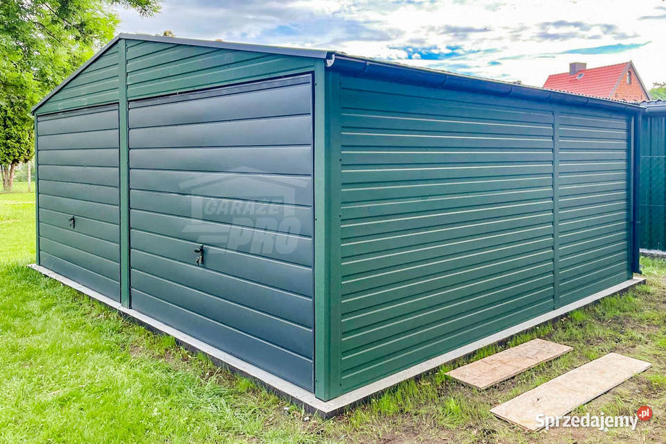 Garaż Blaszany 6x6m 2x Bramy uchylne Zielony Białogard sprzedam