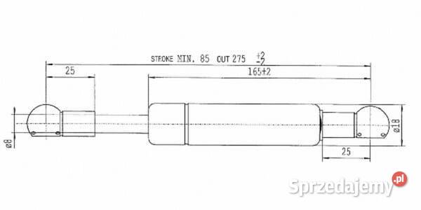 Sprężyna gazowa L275 mm 350N Stabilus CA069167 Kamionna sprzedam