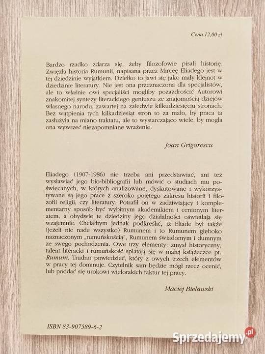 Rumuni Zarys historii Mircea Eliade Kraków