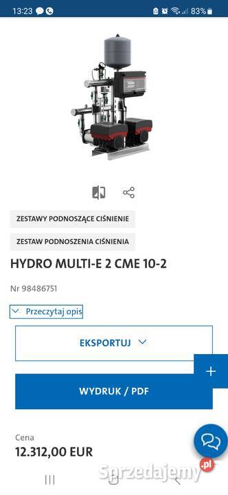 Zestaw podnoszenia ciśnienia GRUNDFOS HYDRO Radom