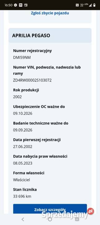 Aprilia Pegaso 650 ie TET Śmiłowice