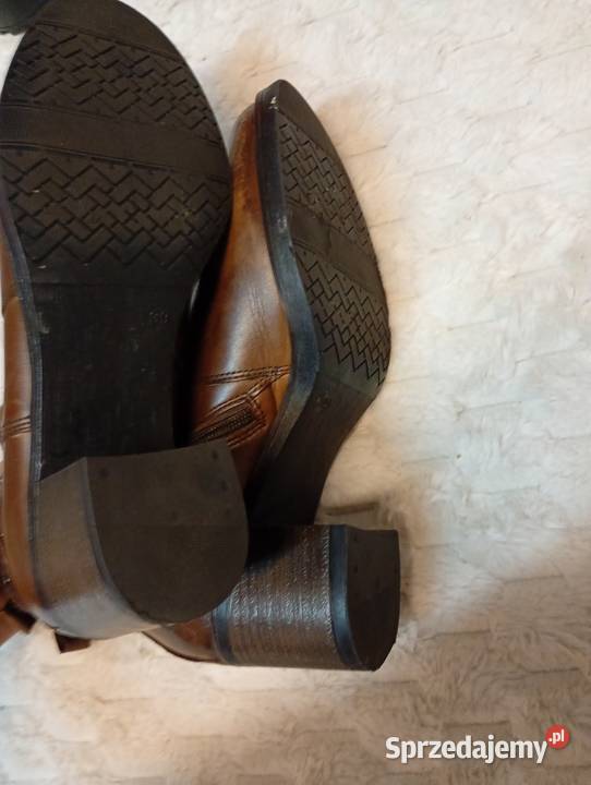 40 Real Leather wygodne brązowe botki biznesowe Kraków