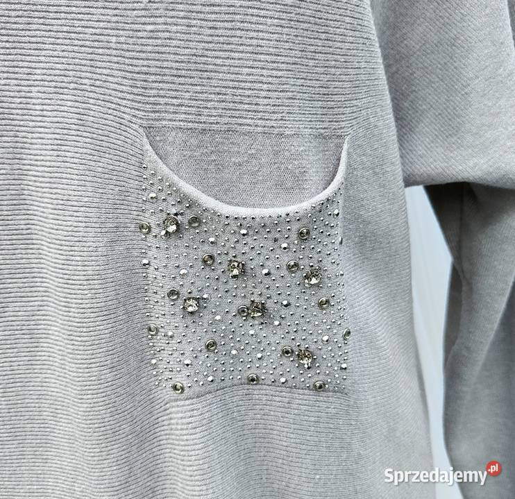 Szary luźny sweter dekolt łódka L 40 XL 42 Wkładane przez głowę  Swetry i golfy Moda i Styl Szczecin