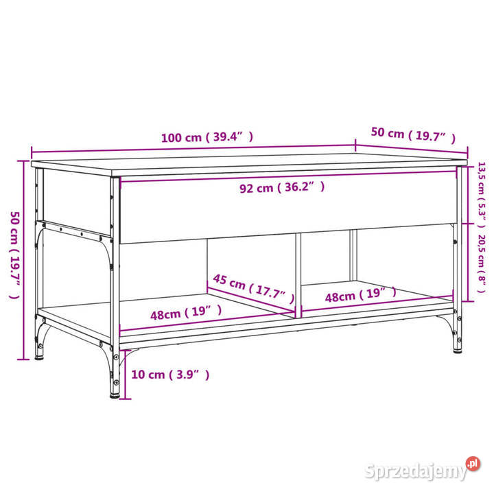 Stolik kawowy czarny 100x50x50 WM845366 Warszawa