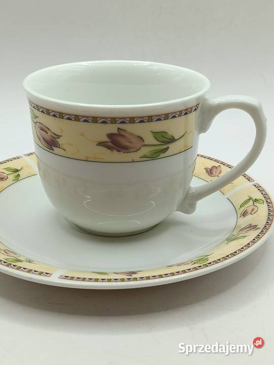 Filiżanka ze spodkiem porcelana pastelowe Zamość sprzedam