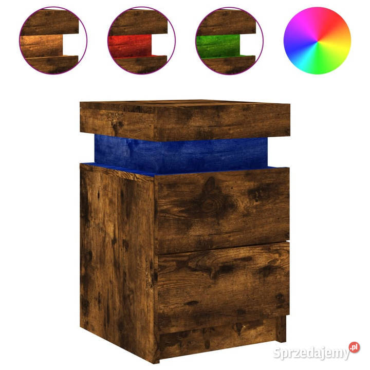 Szafki nocne z LED 2 przydymiony dąb 35x39x55 mazowieckie