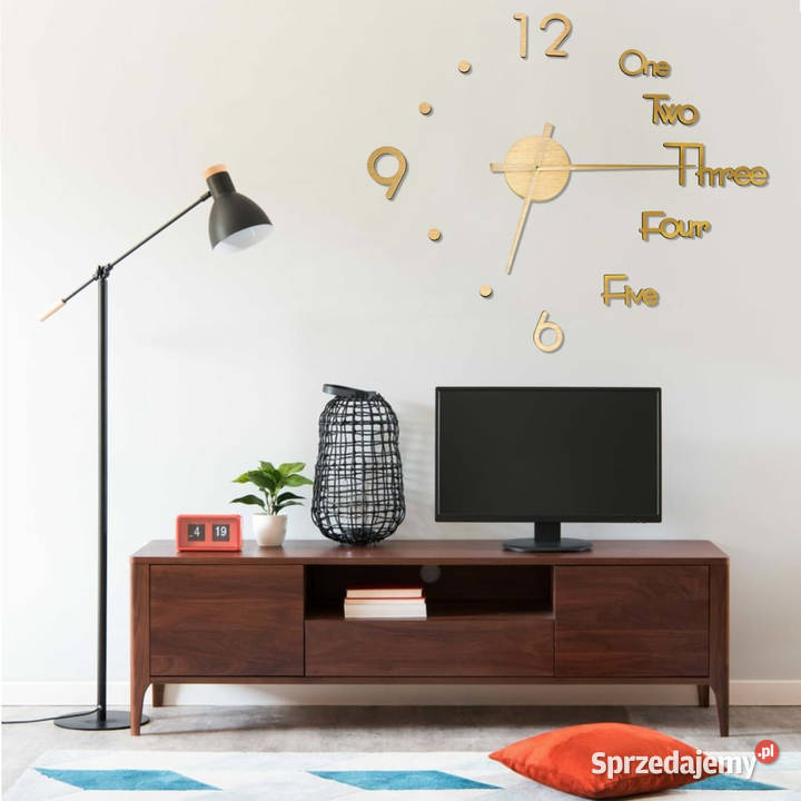 Zegar ścienny 3D nowoczesny design złoty 100 XXL mazowieckie