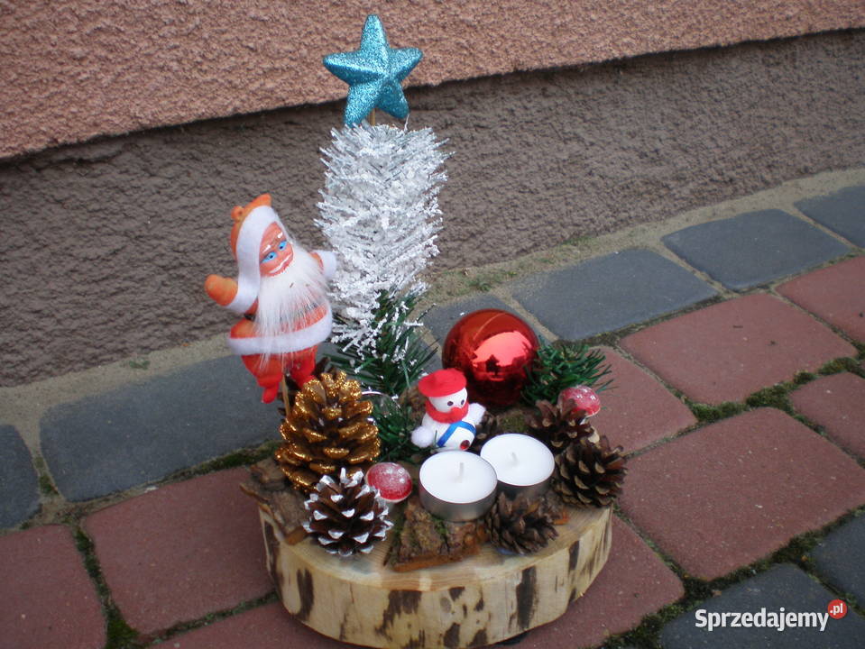 Stroik Bożonarodzeniowy na plastrze drewna Siedlce