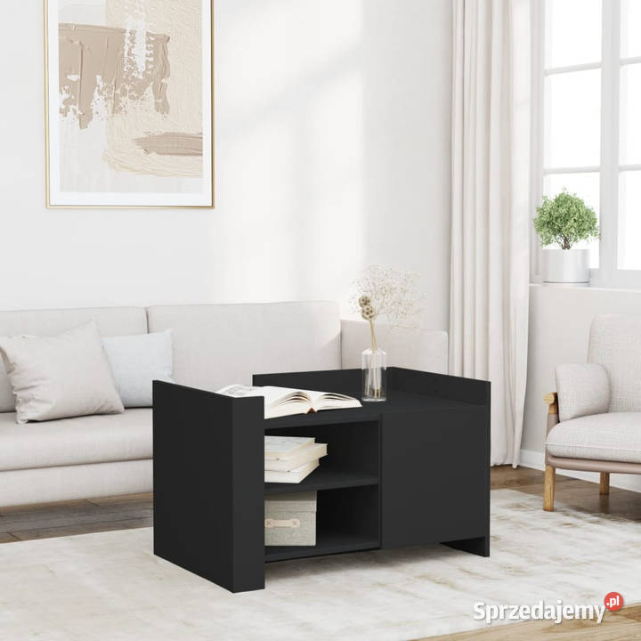 Stolik kawowy czarny 80x50x50 materiał Warszawa