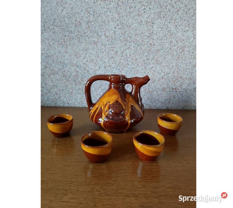 porcelit kamionka wypalany zestaw kubeczki