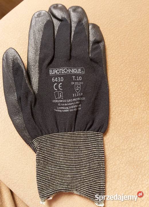 Rękawice ochronne Eurotechnique czarne, Rozmiar 10(XL)