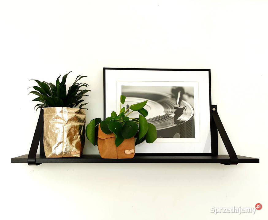 półka czarna na paskach skórzanych sprzedam