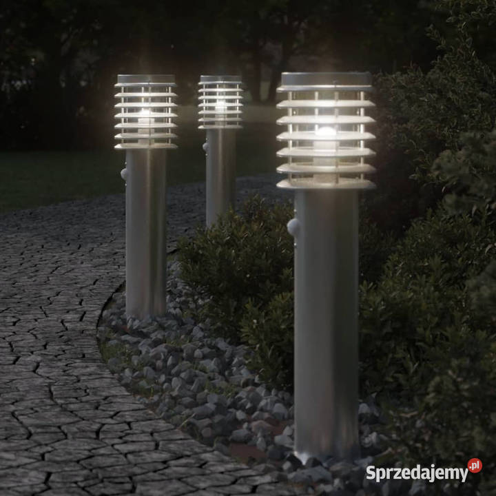 Lampa ogrodowa na słupku z czujnikiem srebrna 60 Warszawa