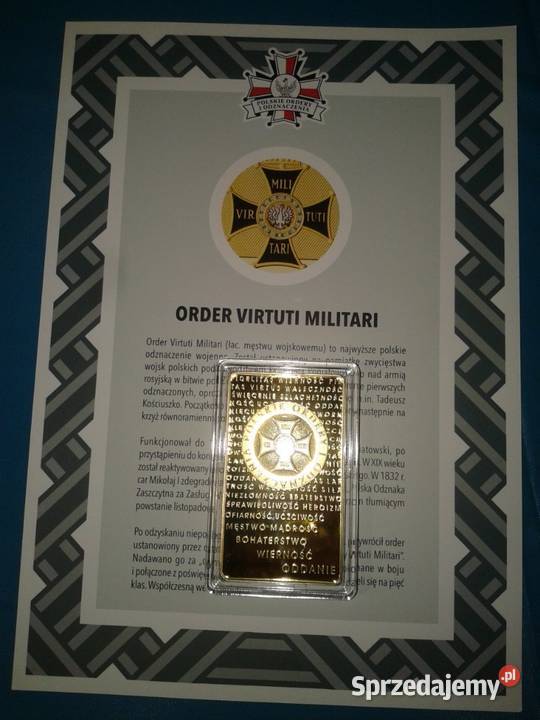 order VIRTUTI MILITARIsztaba plater złotem Militaria Skiereszewo