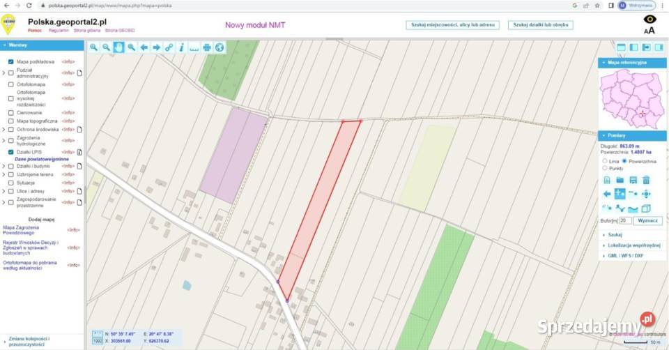 Duża działka 147 ha Szyszczyce gmina Chmielnik
