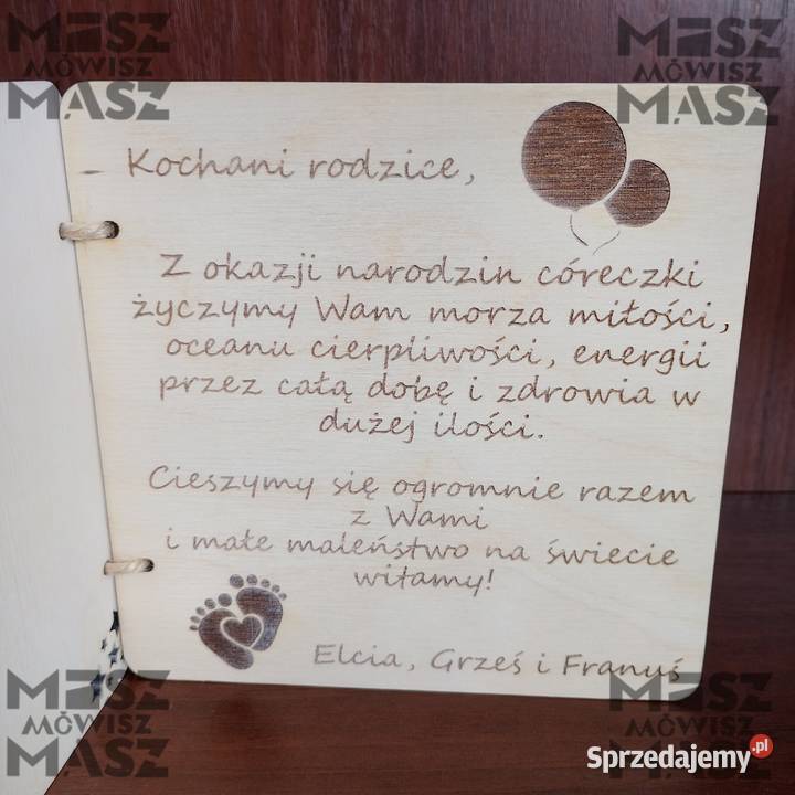 Kartka gratulacje rodziców z okazji narodzin Racot sprzedam