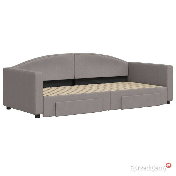 Sofa rozsuwana z szufladami taupe tkanina 90x200