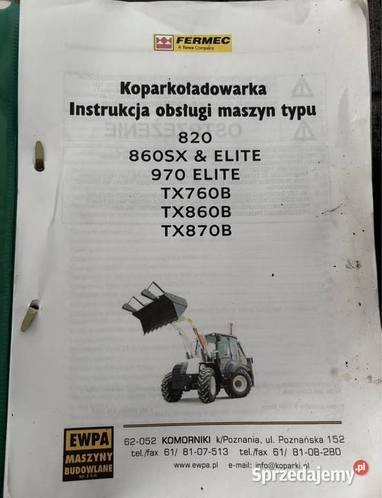 Instrukcja obsługi koparkoładowarka FERMEC 820 Biczyce Górne