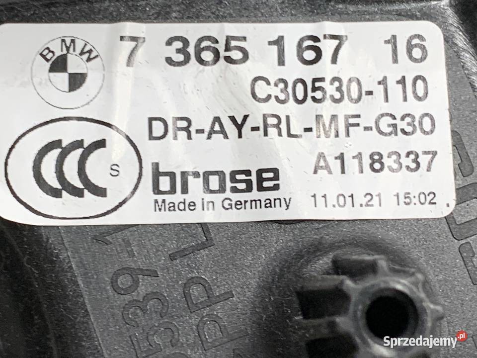 PODNOŚNIK SZYBY LEWY TYŁ BMW G30 7365167 osobowe