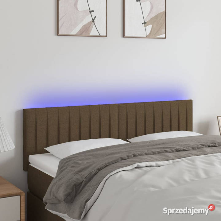 Zagłówek do łóżka z LED ciemnobrązowy 144x5x7888 Ramy i stelaże Warszawa