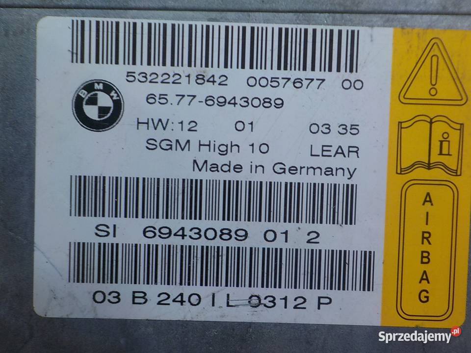 BMW 5 E61 25 B 06r KOMBI modul sensor AIRBAG