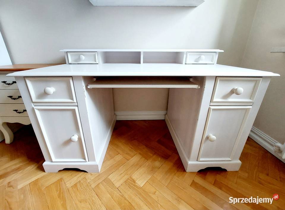 Białe biurko Cinderella z nadstawką