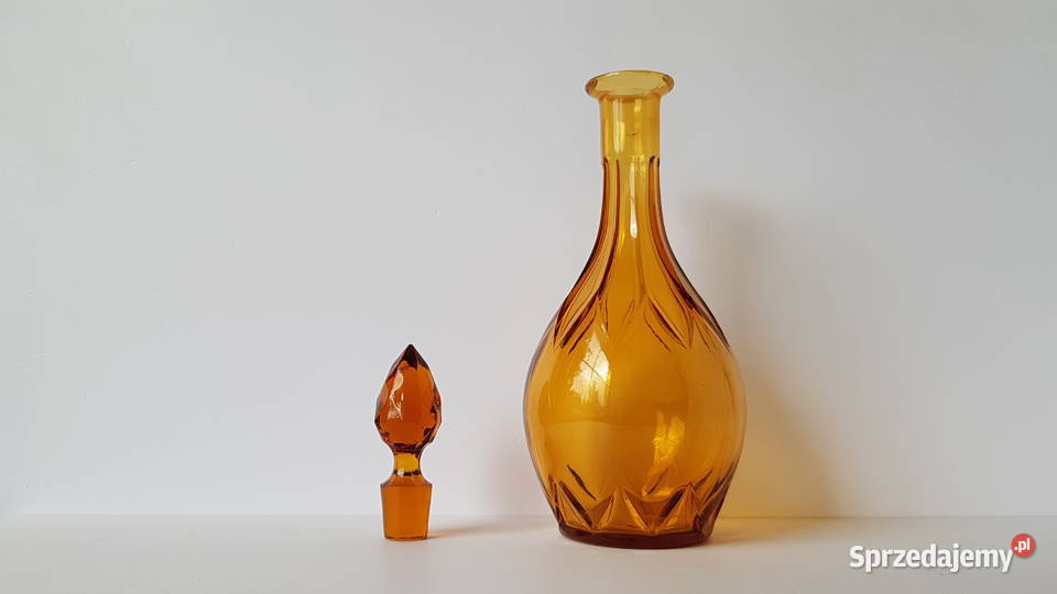Stara szklana karafka kolorowe szkło Dąbrowa Górnicza