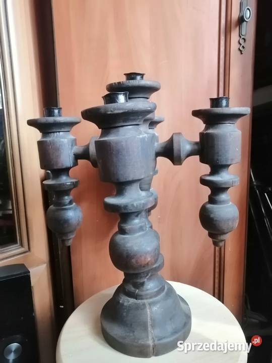 stary drewniany świecznik 4 ramienny dolnośląskie Legnica