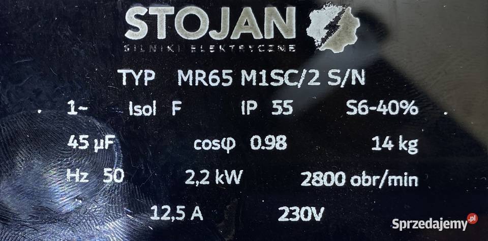 silnik elektryczny jamnik 22kW 2800obr 1fazowy Pigża