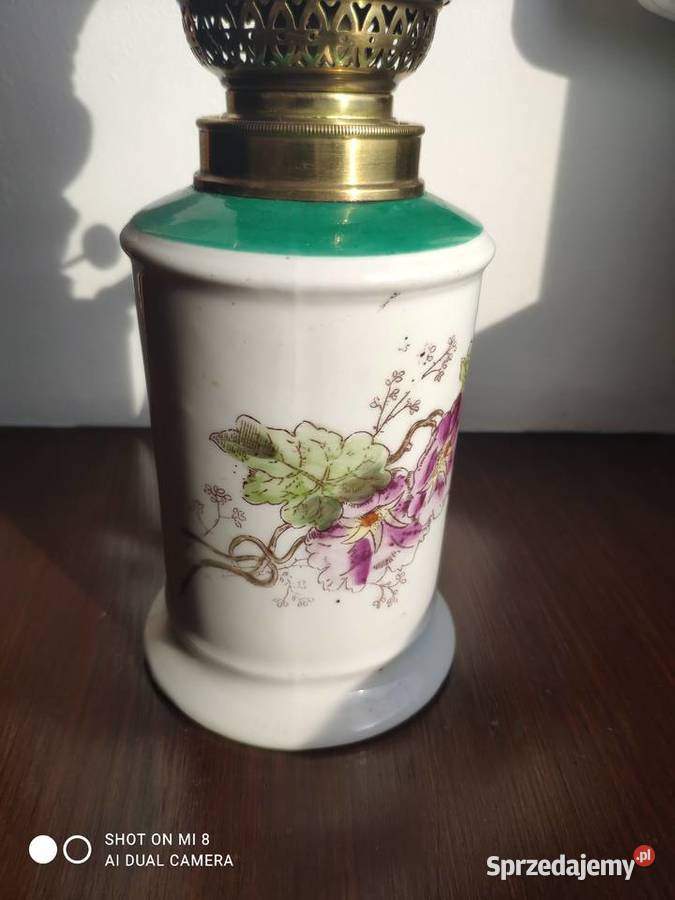 Stara francuska porcelanowa lampa naftowa 32 Antyki Kraków