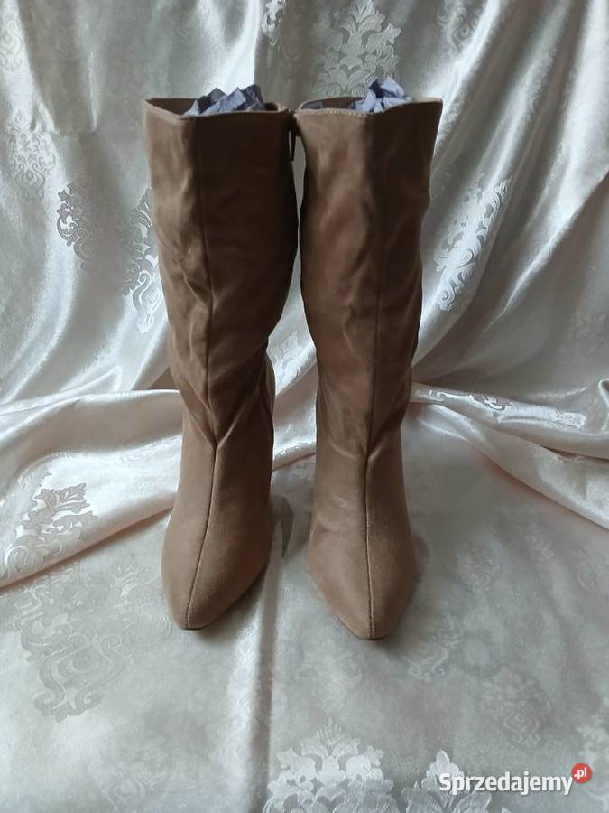Beżowe kozaki botki marszczone BODYFLIRT bonprix mazowieckie Sochaczew