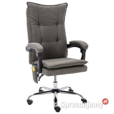 vidaXL Krzesło biurowe z funkcją masażu, szare, obite tkanin