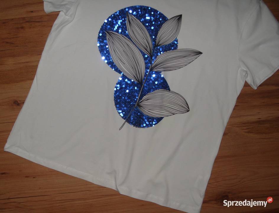 Tshirt CHABROWE Liście cekiny r LXL wielkopolskie Rawicz