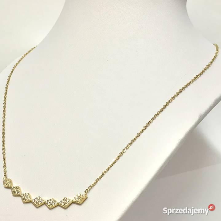 Złoty ŁAŃCUSZEK naszyjnik 18K KAMIENIE 46 cud mazowieckie Warszawa