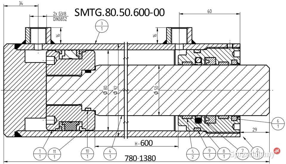 Siłownik Cylinder HYDRAULICZNY SMTG 80x50 SKOK kujawsko-pomorskie Solec Kujawski