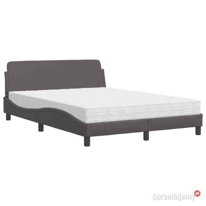 Łóżko z materacem szare sztuczna skóra 120x200 Łóżka Warszawa