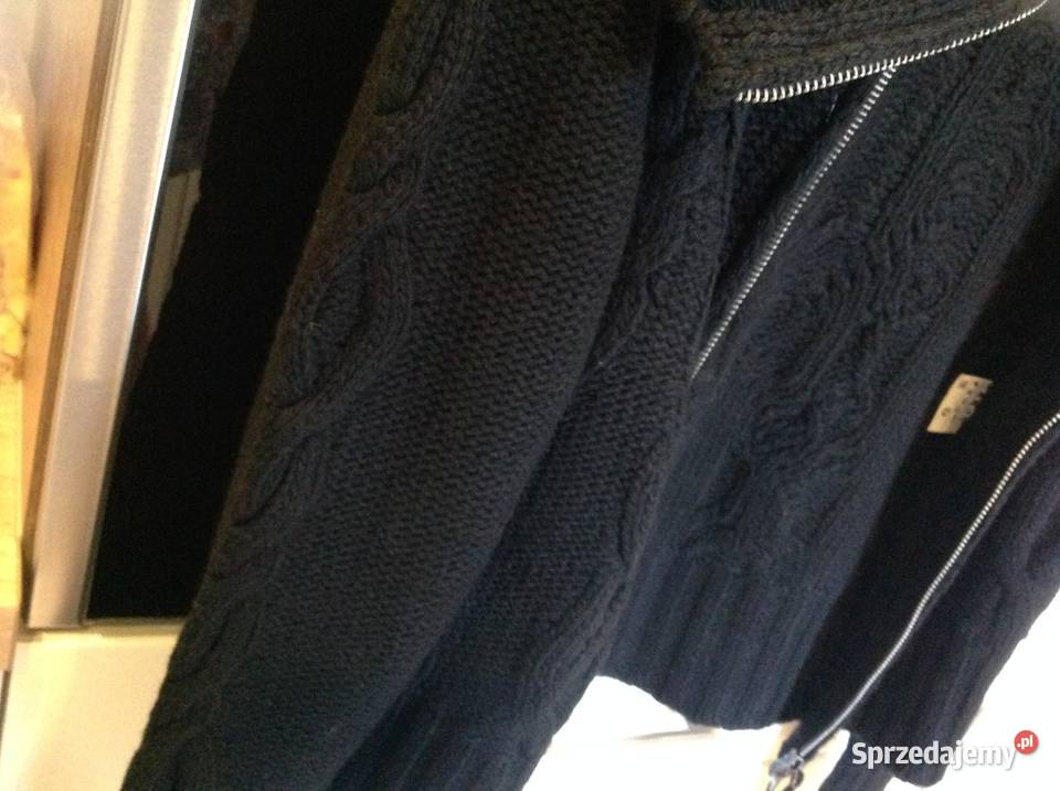 Czarny Sweter Wełniany Damski BENETTON M NOWY Rozpinane  Nowa Sól