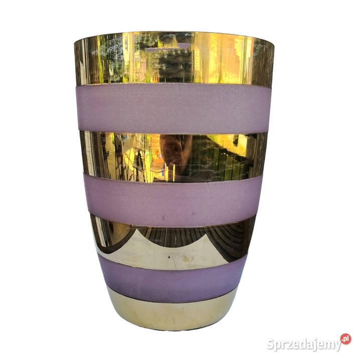 Duży wazon złocony Bohemia Czechosłowacja lata Warszawa