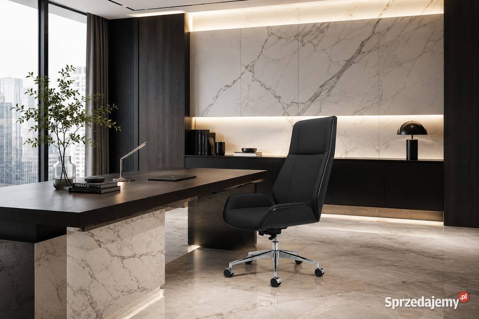 Czarny fotel gabinetowy Luxury Premium ze