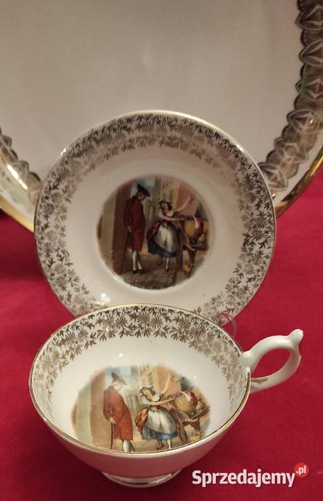 Zabytkowy zestaw Duo z porcelany kostnej Vintage Pabianice