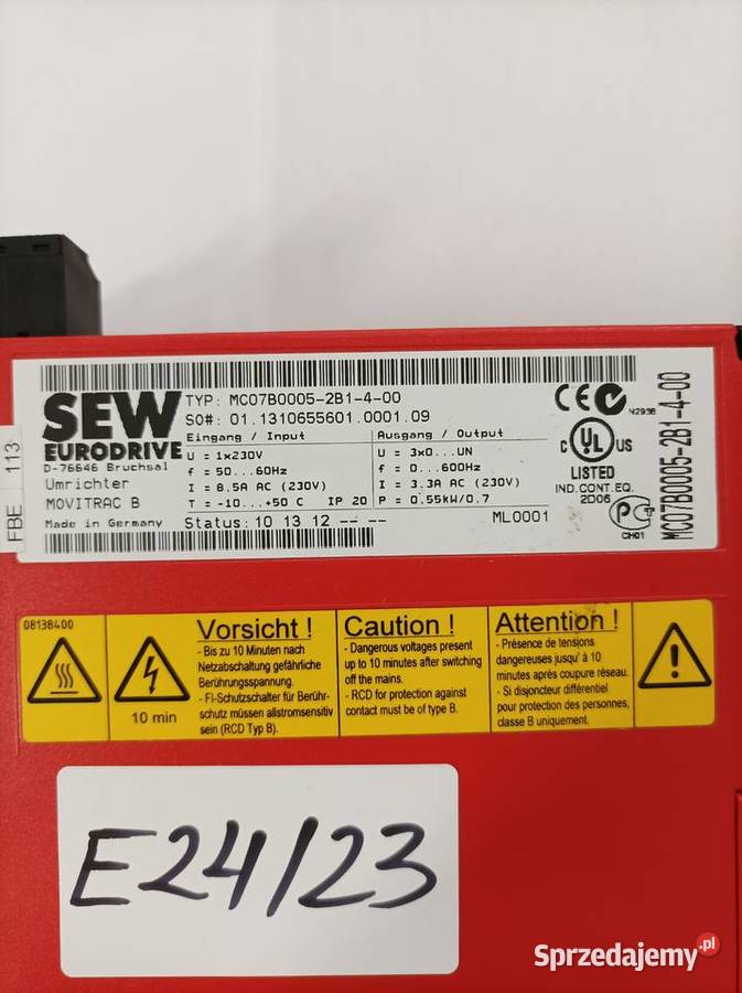 SEW Eurodrive Movitrac MC 07B00052B14 00 Lubań