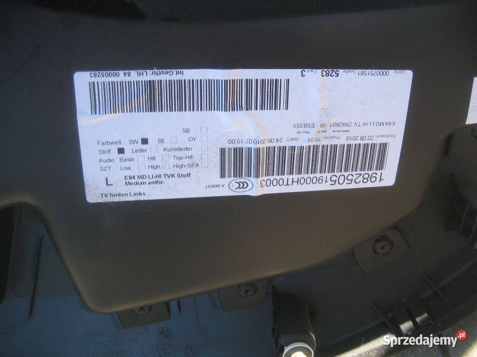 bmw x1 e84 0912r tapicerka drzwi tył lewa prawa Deski rozdzielcze, konsole wielkopolskie Rakoniewice