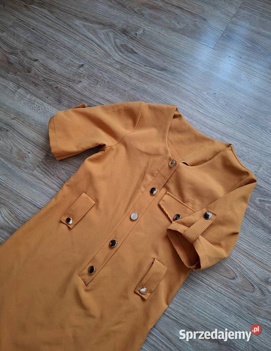 Śliczna musztardowa sukienka na guziczki 36 z Spódnice i sukienki małopolskie Kraków