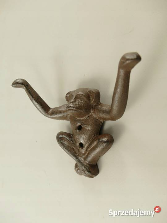 Wieszak żeliwny rustykalny małpka brązowy Gizałki