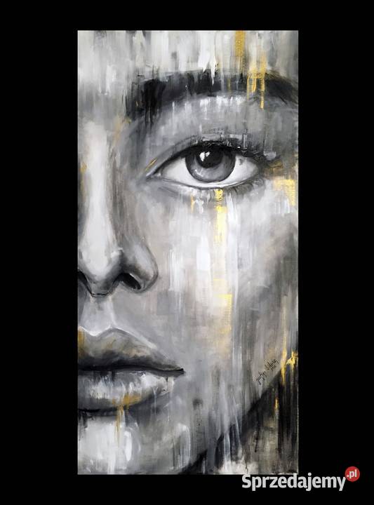 Twarz abstrakcja złoto obraz abstrakcyjny Warszawa