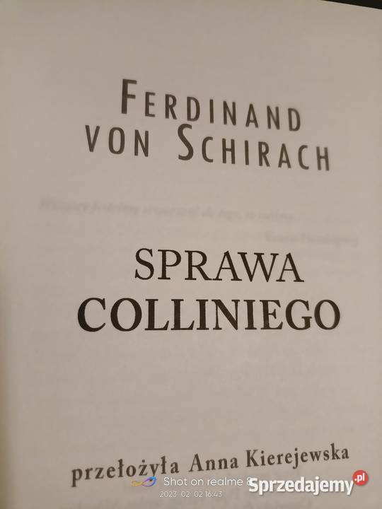 Sprawa Collinie Pierwsze wydanie książki Warszawa